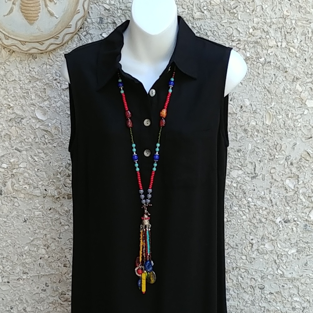 Boho style long necklace & earrings
